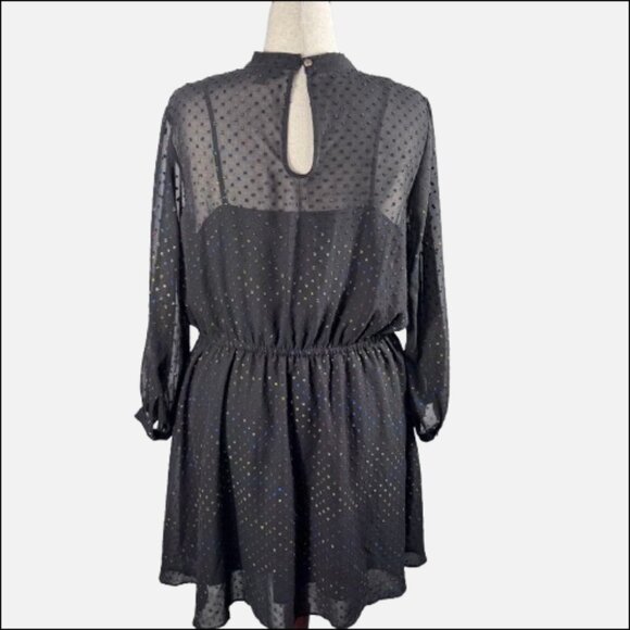 ModCloth L/S Rainbow Dots Semi Sheer Black Whimsigoth Witch Midi Dress (Size 2X) - Picture 6 of 16